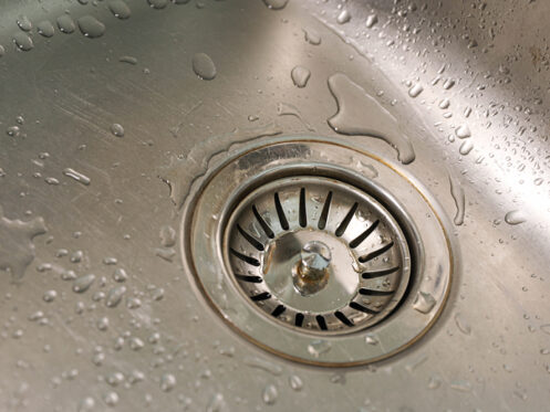 Close up of a clean garbage disposal