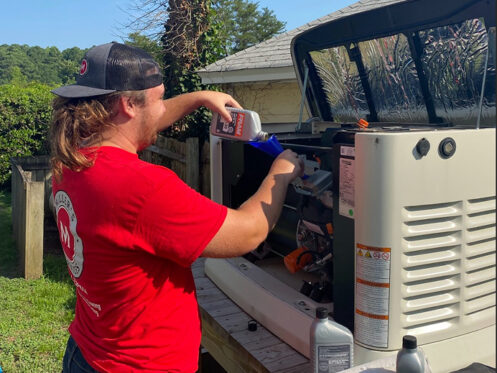Miller's Services technician servicing a whole-home generator